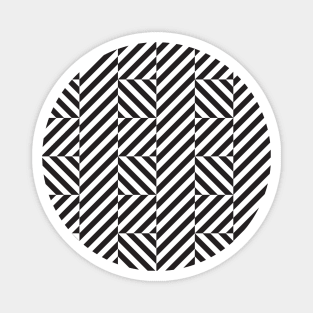 Op art pattern, black and white diagonal lines Magnet